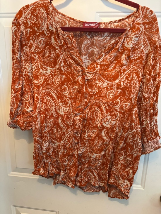 Downing Studio Tops - Downtown Studio Rust Paisley Button-Front Blouse